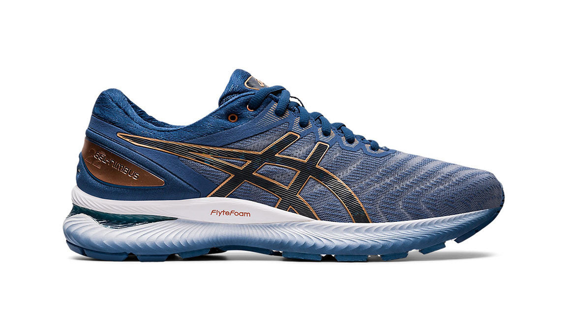 asics gel nimbus 22 blu viste di profilo