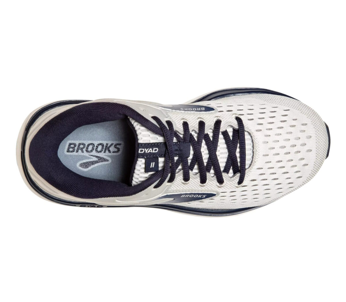 scarpa running uomo a pianta larga brooks dyad 11 wide 2e grigia e blu vista da sopra