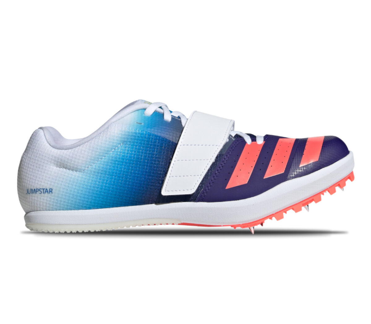 scarpa chiodata per salto adidas jumpstar blu e rosa