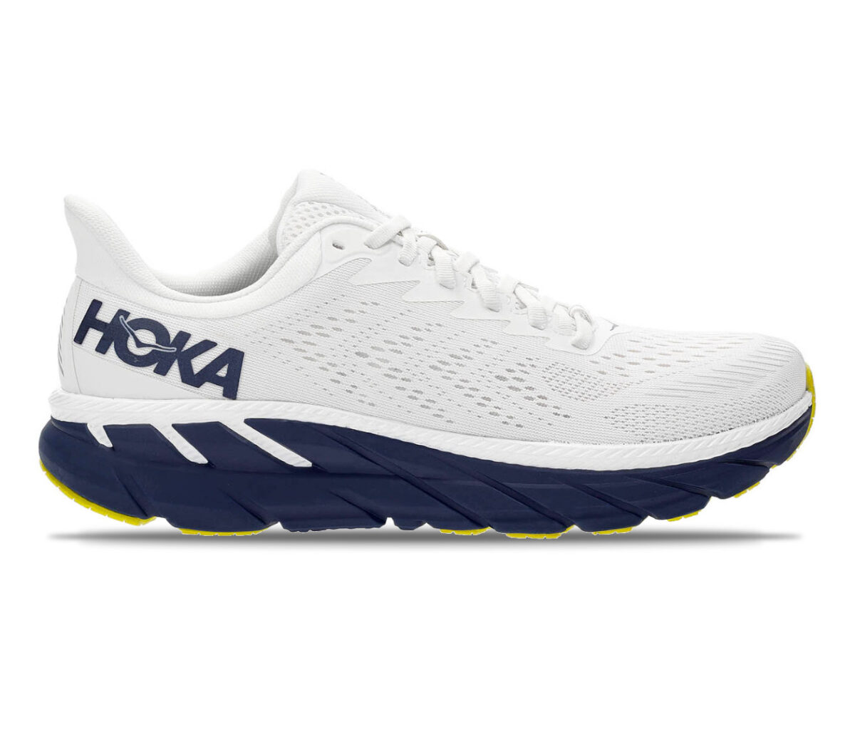 scarpa running uomo hoka one one clifton 7 bianca e blu