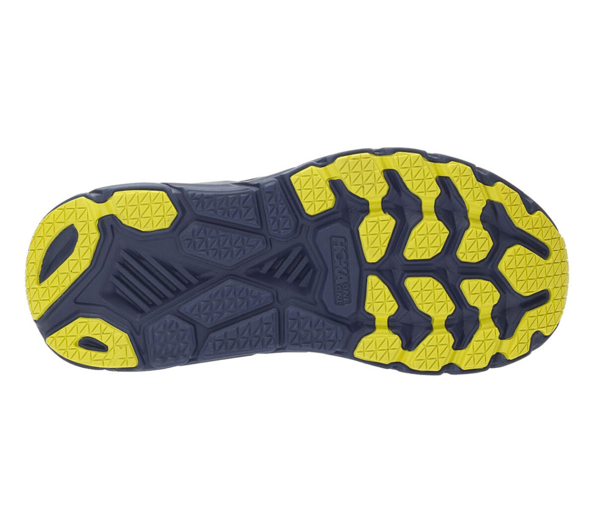 suola scarpa running uomo hoka one one clifton 7 blu e gialla