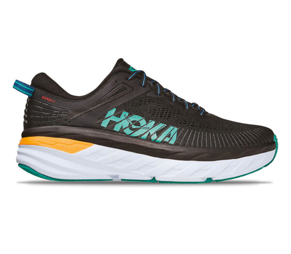 scarpa running uomo hoka bondi 7 nera e arancione