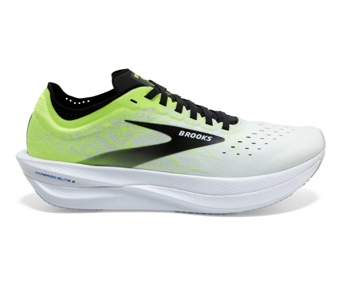 scarpa running unisex brooks hyperion elite 2 bianca, nera e giallo fluo