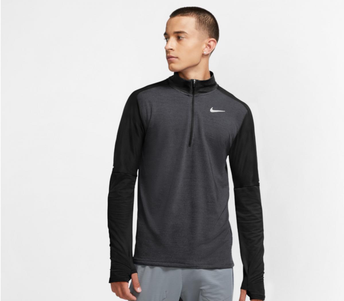 giacca da running nike nera con zip a metà lunghezza