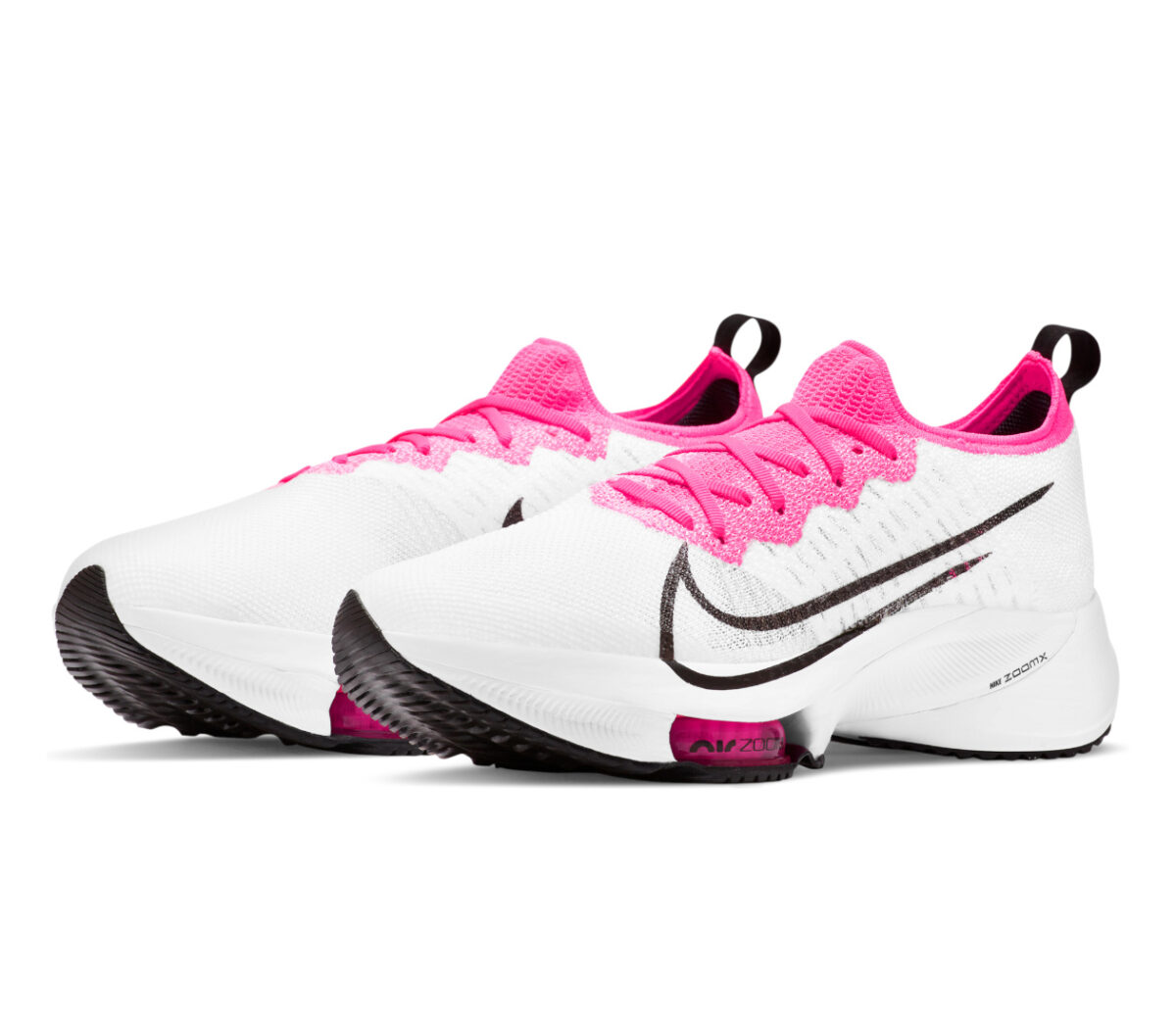 coppia scarpa running donna nike zoom tempo % bianca e rosa
