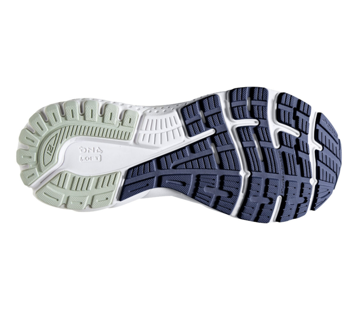 suola bianca, grigia e blu scarpa running donna brooks adrenaline gts 21