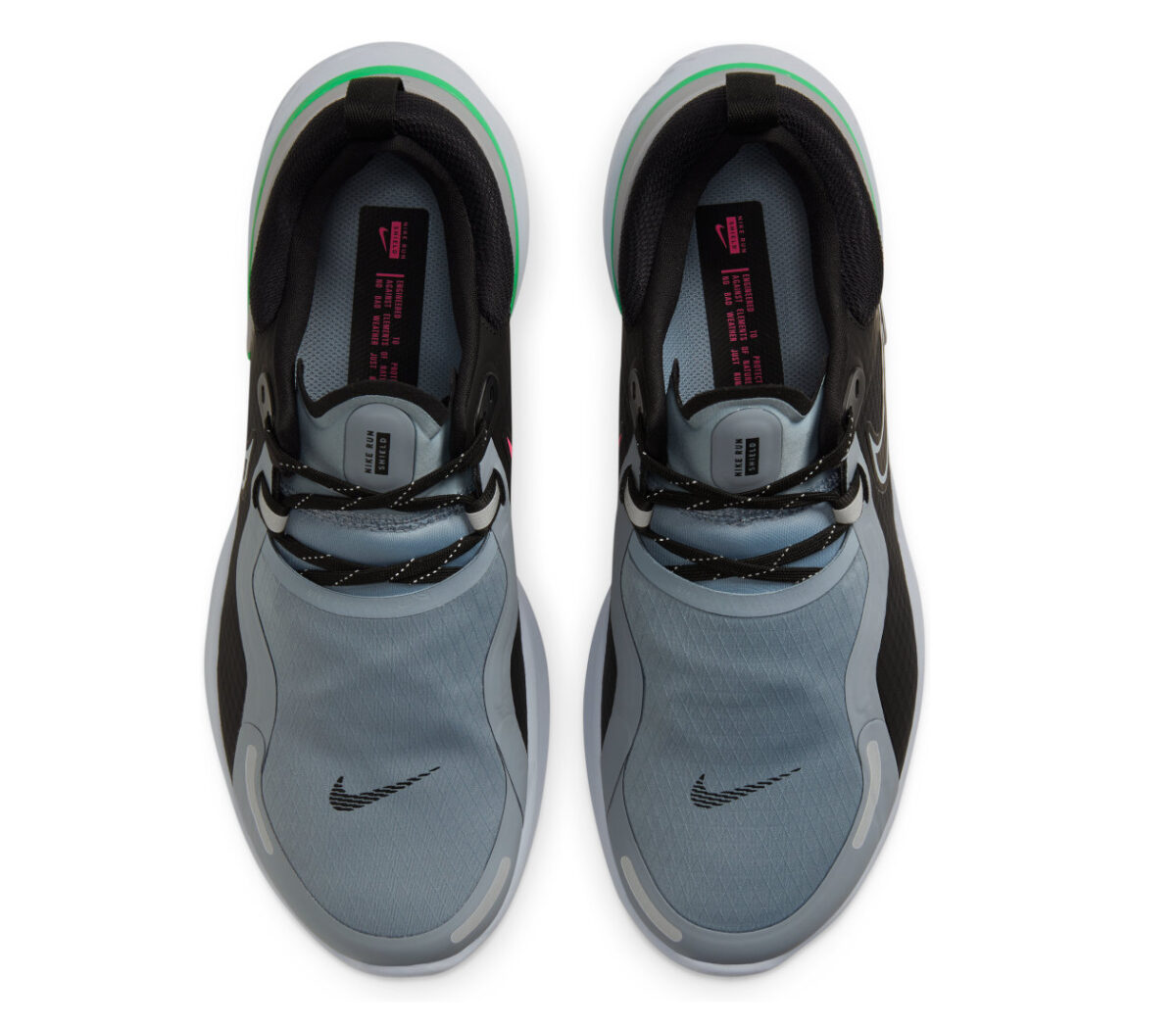 tomaia nike react shield uomo scarpa running grigio e verde