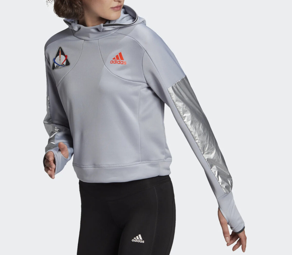 felpa adidas donna running space hoody grigia