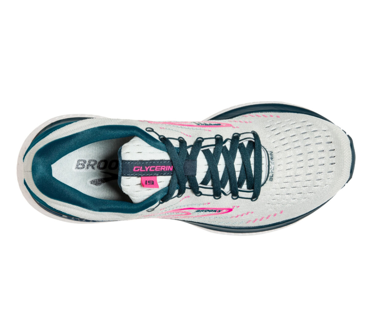 scarpa running donna brooks glycerin 19 bianca vista da sopra