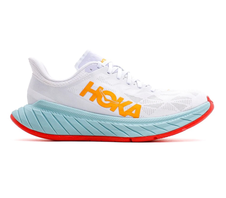 scarpa da running donna hoka carbon x 2 bianca e azzurra
