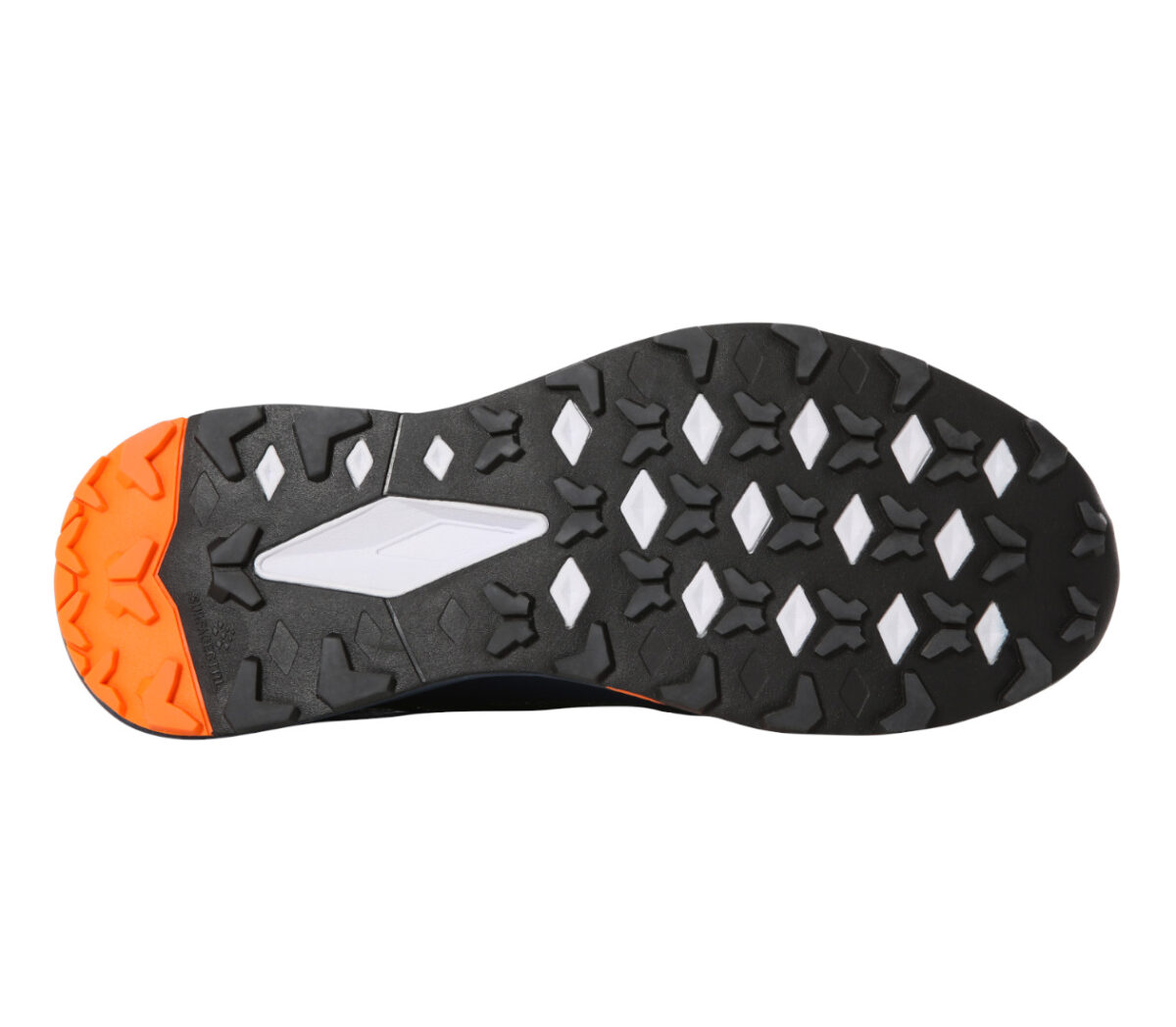 suola tomaia scarpa da trail the north face azzurra