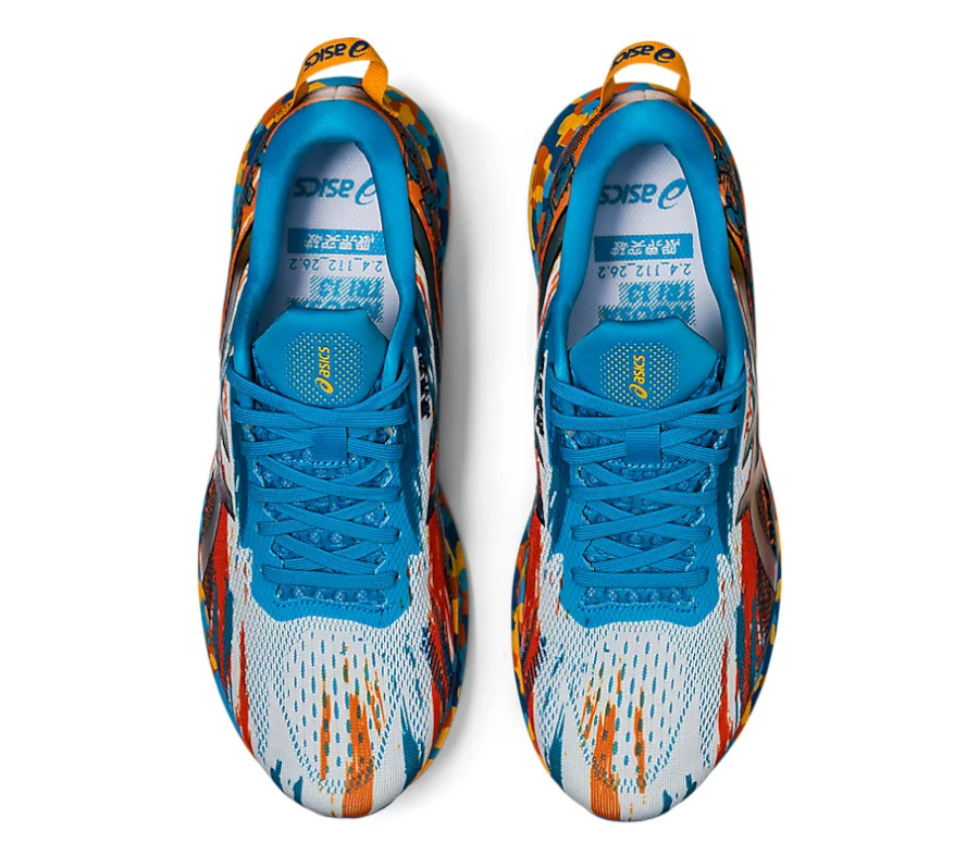 tomaia scarpe da triathlon asics noosa tri 13 blu e arancioni