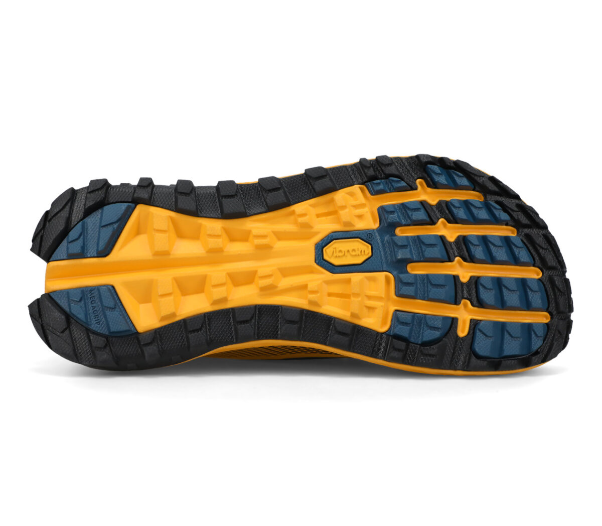 suola scarpa da trail running uomo altra olympus 4 gialla e blu