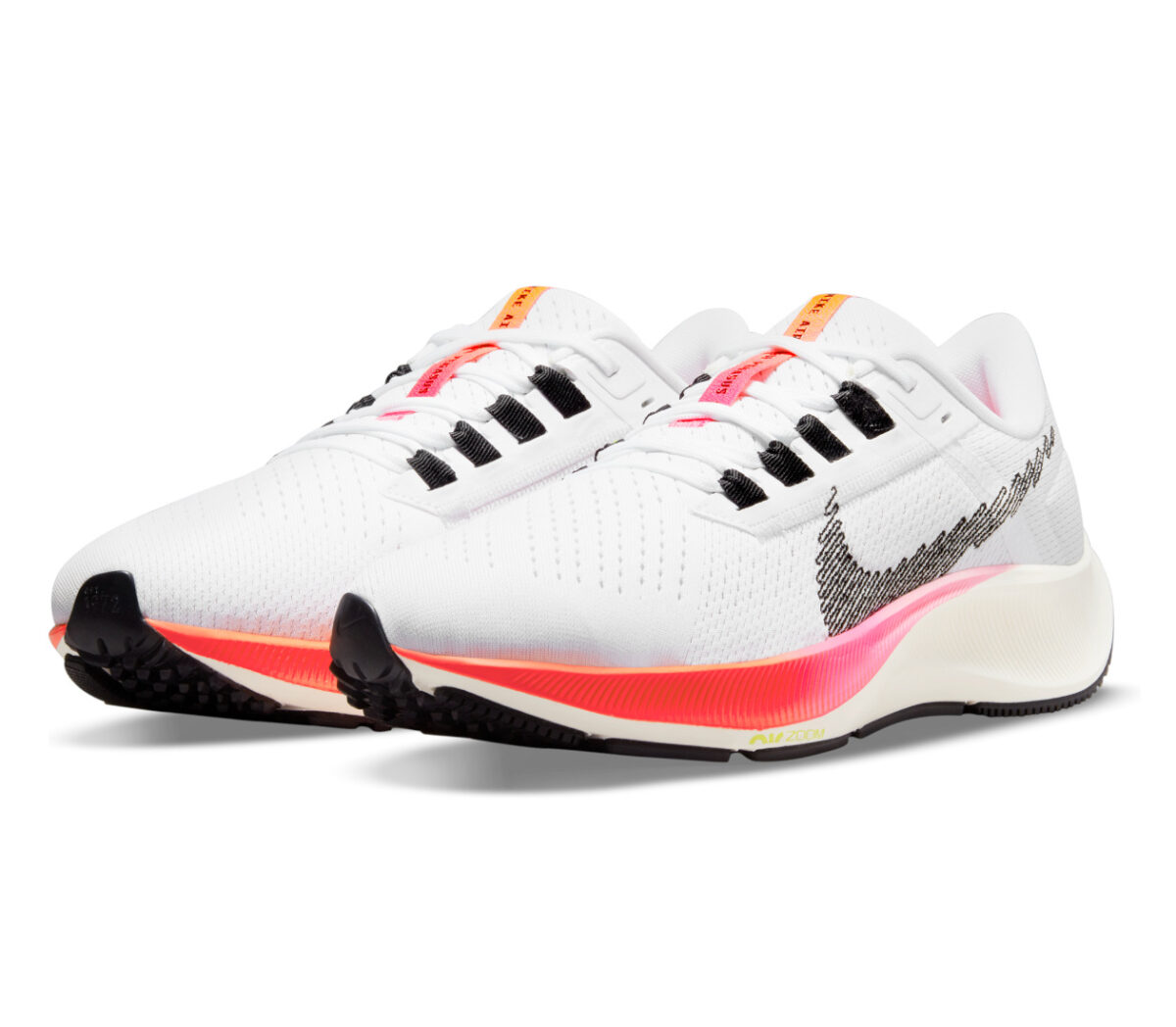 coppia scarpa running donna nike zoom pegasus bianca e rosa
