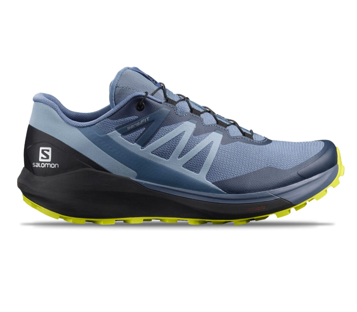 scarpa trail running salomon sense ride uomo blu e gialla