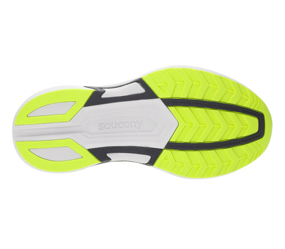 suola scarpa running uomo saucony axon giallo fluo, bianca e nera