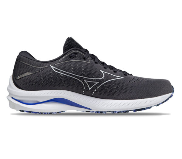 scarpa running uomo mizuno wave rider 25 grigio scuro e bianca
