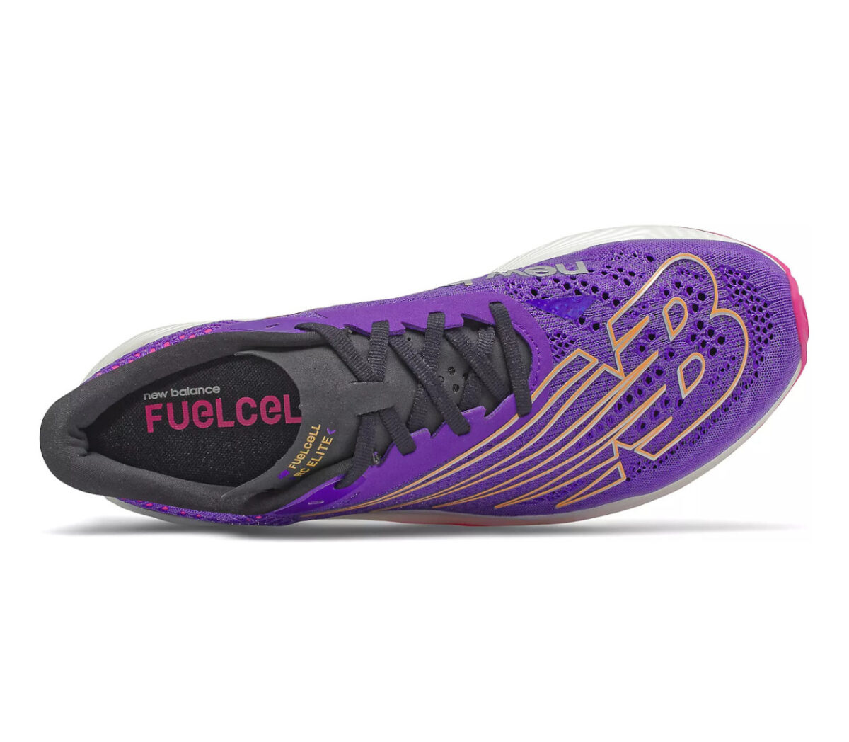 tomaia scarpa da running uomo con piastra in carbonio new balance FuelCell RC Elite v2 viola