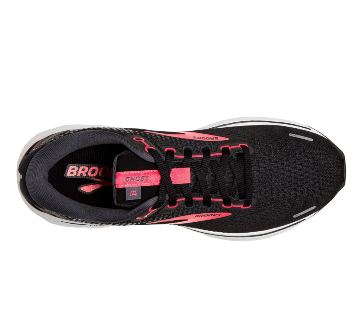 scarpa running neutra ammortizzata donna brooks ghost 14 nera e rosa