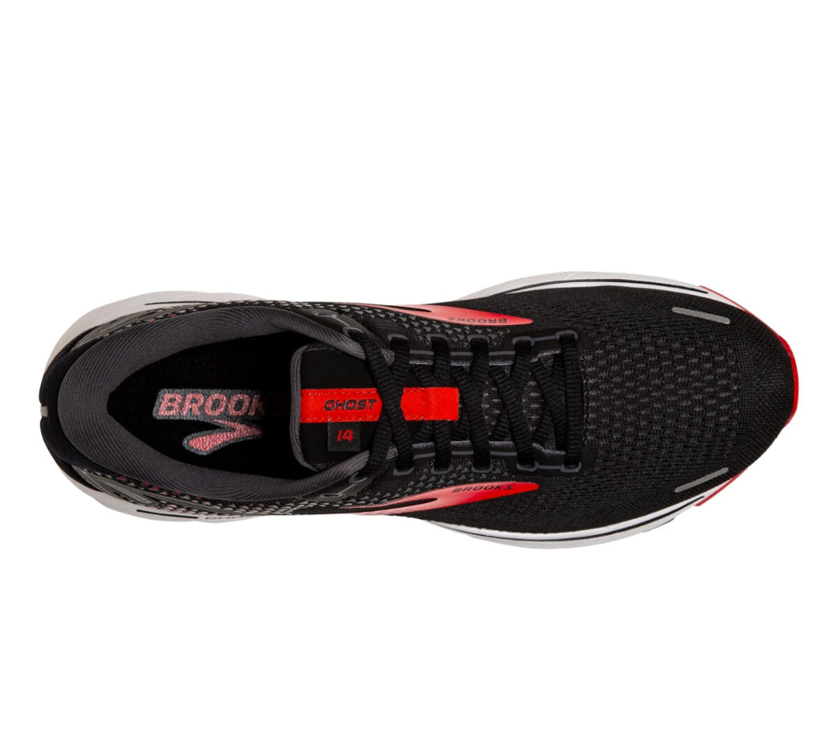 tomaia scarpa da running neutra uomo brooks ghost 14 nero e rossa