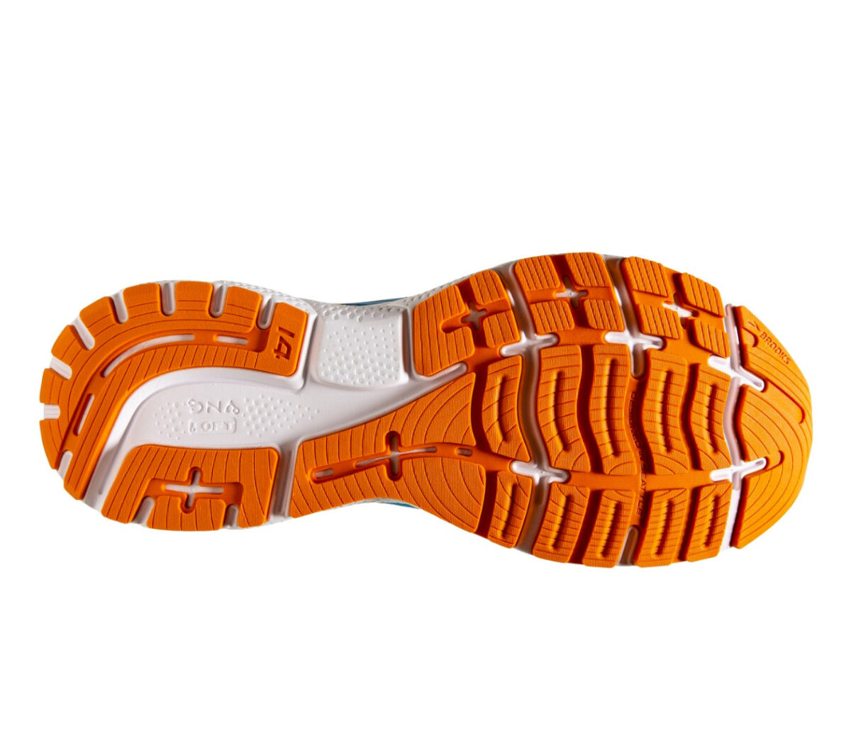suola scarpa da running ammortizzata brooks ghost 14 azzurra