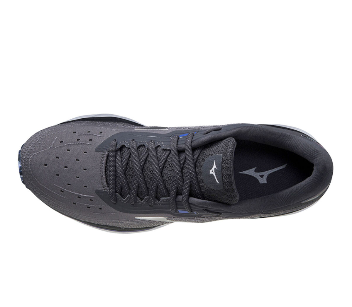 tomaia scarpa da running donna mizuno wave rider 5 blu e nera
