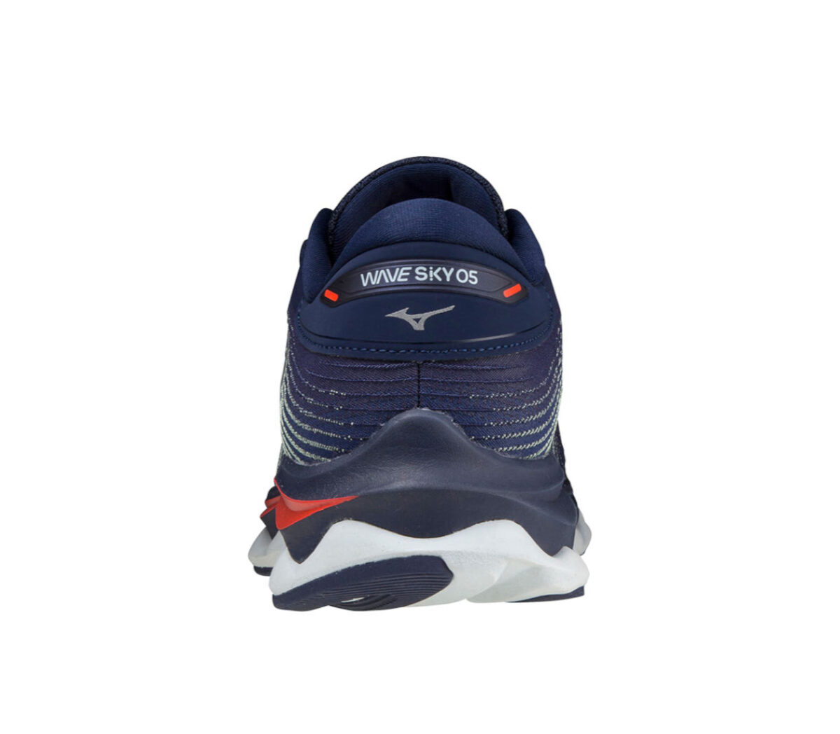 talone scarpa running reattiva mizuno sky 5 uomo blu e rossa