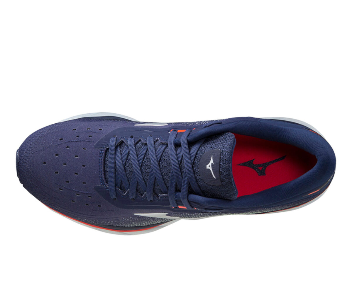 tomaia scarpa running reattiva mizuno sky 5 uomo blu e rossa