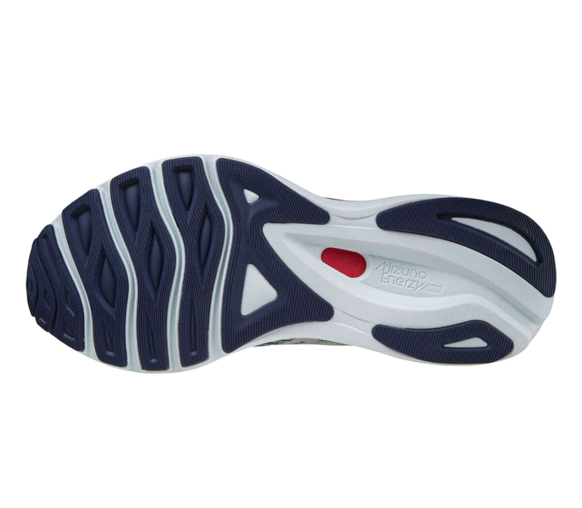 suola scarpa running reattiva mizuno sky 5 uomo blu e rossa