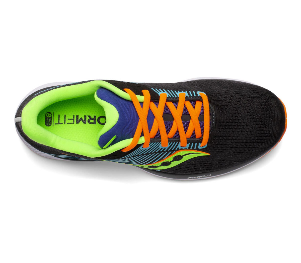 tomaia scarpa da running stabile per pronatori saucony guide 14 nera e arancio