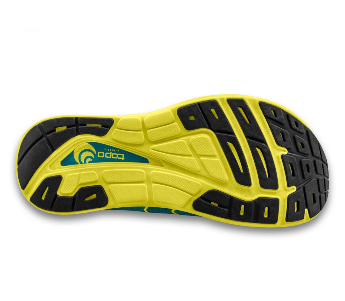 suola scarpa da running uommo ammortizzata topo phantom 2 blu e gialla