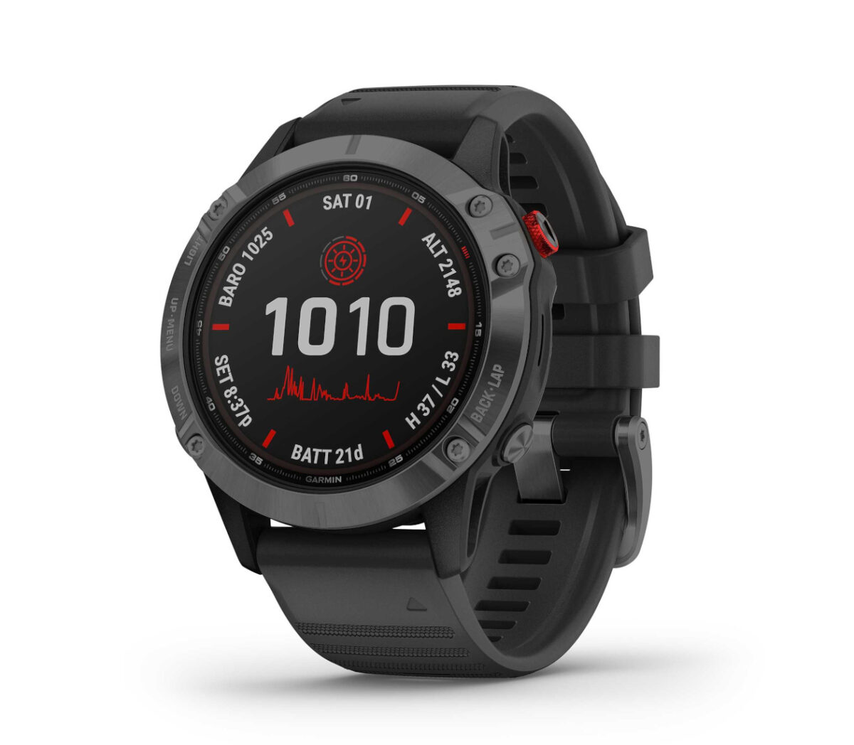 Orologio running outdoor garmin fenix 6 solar pro nero rosso