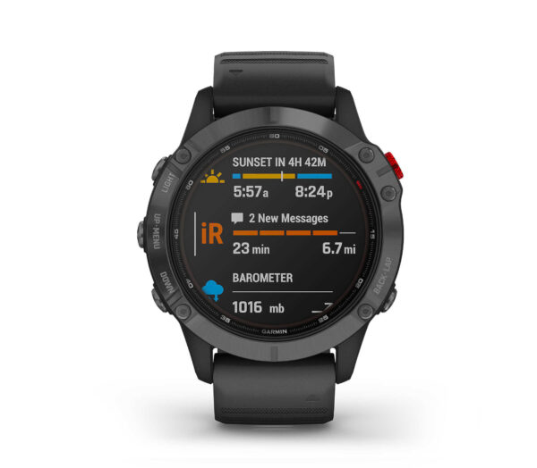 Orologio running outdoor garmin fenix 6 solar pro nero rosso
