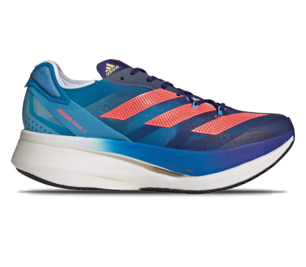 scarpe da running performance in fibra di carbonio adidas adizero prime x blu e rosse