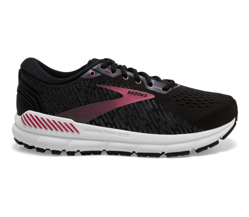 scarpa da running donna a pianta larga pronatrici brooks addicion 15 nera e rosa