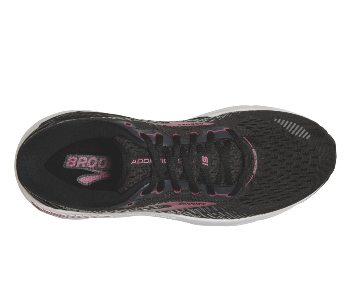 tomaia scarpa da running donna a pianta larga pronatrici brooks addicion 15 nera e rosa