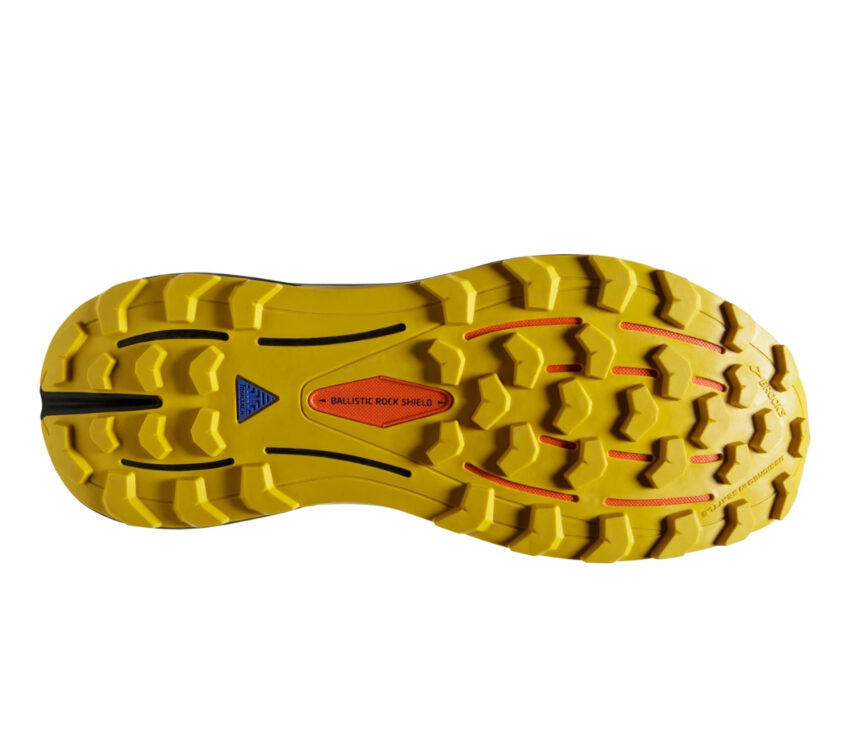 suola scarpa da trail running reattiva brooks cascadia 16 uomo giallo rossa