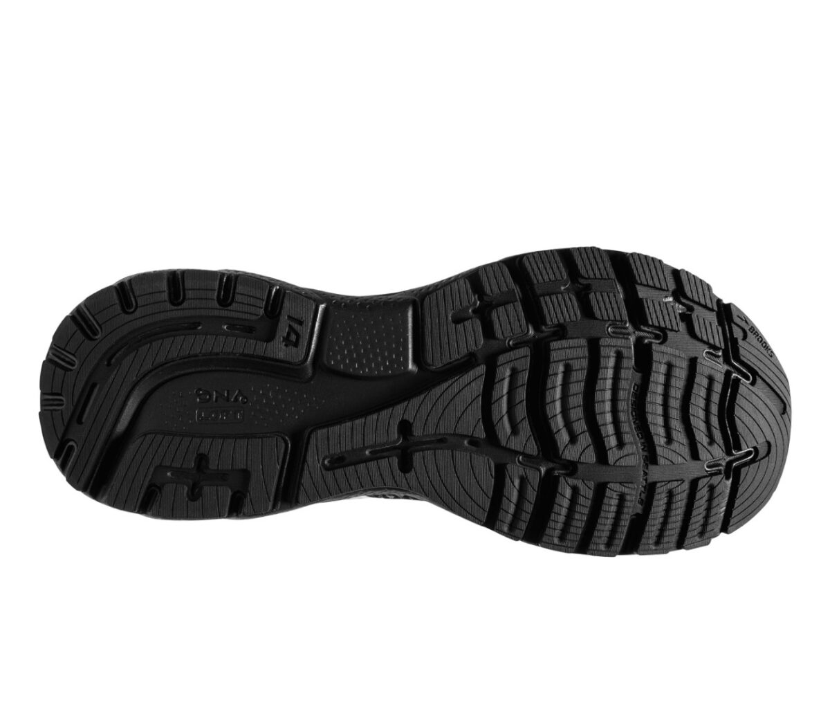 suola scarpa da running neutra pianta larga brooks ghost 14 nera