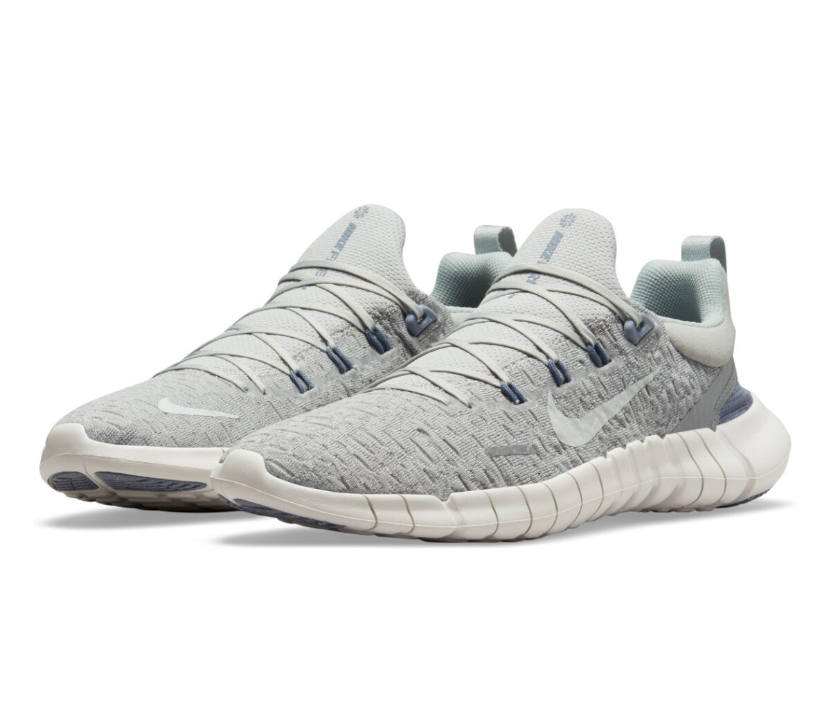 coppia scarpa running uomo barefoot nike free run 5 natural grigia