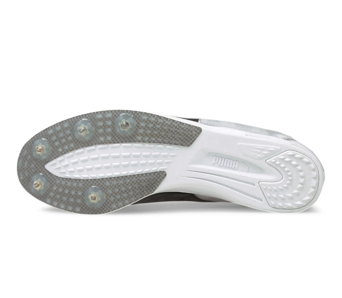 suola scarpa da pista da mezzofondo unisex puma evospeed mid distance bianca