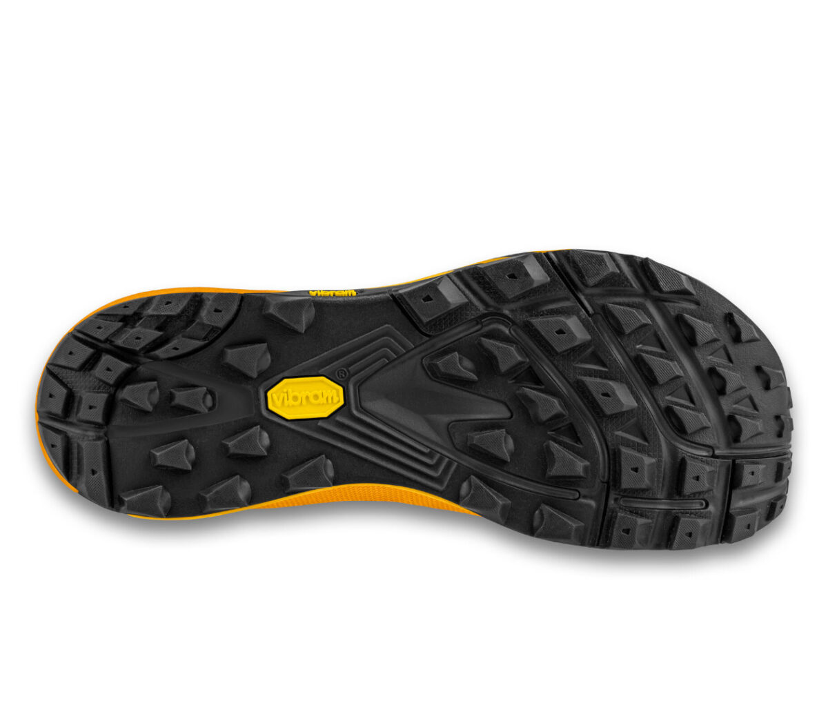 suola scarpa trail running topo mtn racing 2 arancione