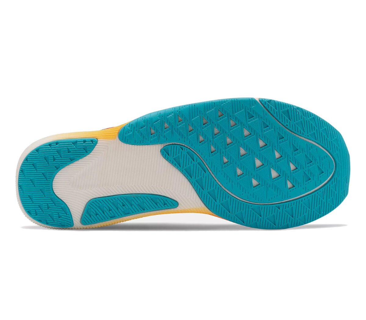 suola scarpa running reattiva NB fuelcell rebel v2 london uomo rossa e blu