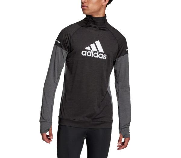 davanti maglia da running a manica lunga da uomo adidas nera