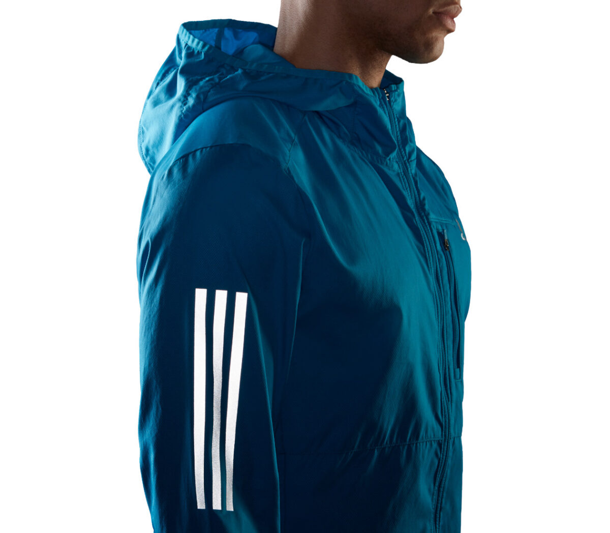 giacca running impermeabile azzurra da uomo adidas