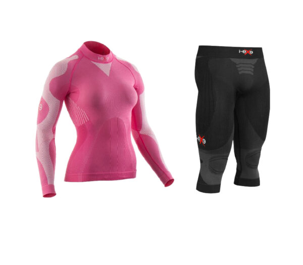 completo termico donna i-exe con maglia rosa