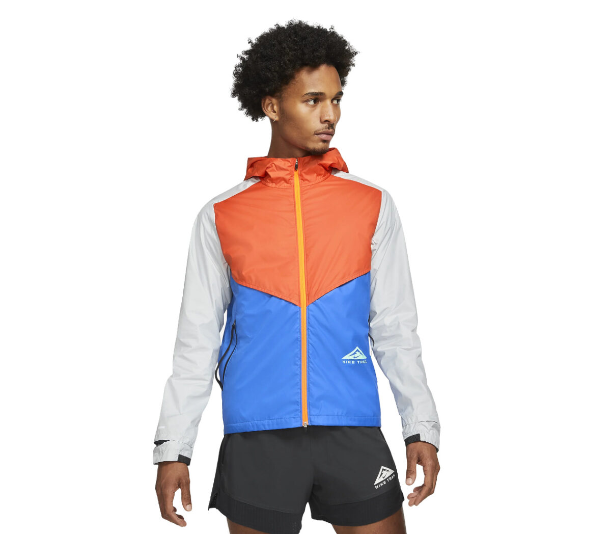 giacca da trail e running uomo nike windrunner trail blu arancio