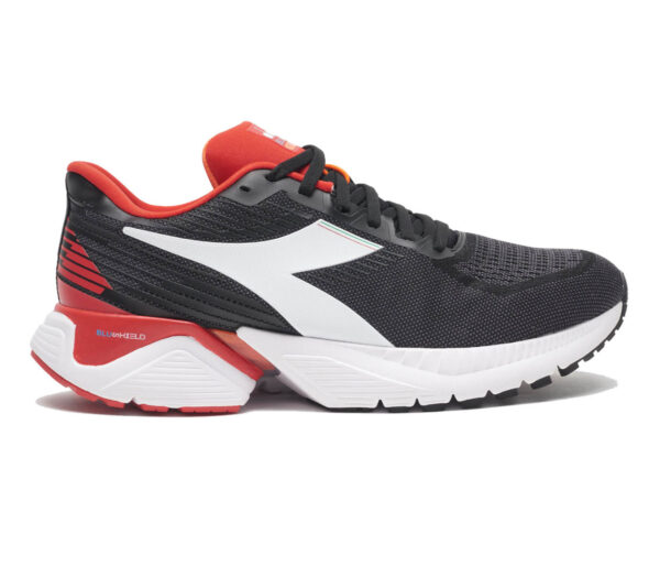 scarpa running uomo diadora mythos vigore nera e rossa