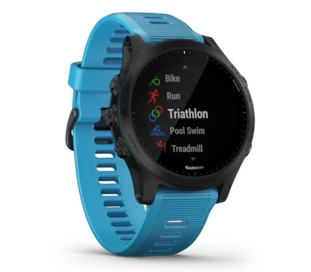 Lato Retro Orologio garmin forerunner 945 tri bundle azzurro