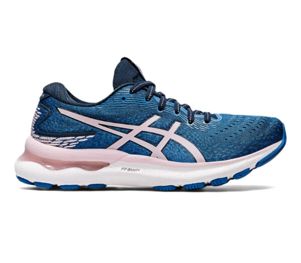 scarpa da running asics gel nimbus 24 azzurra e rosa da donna