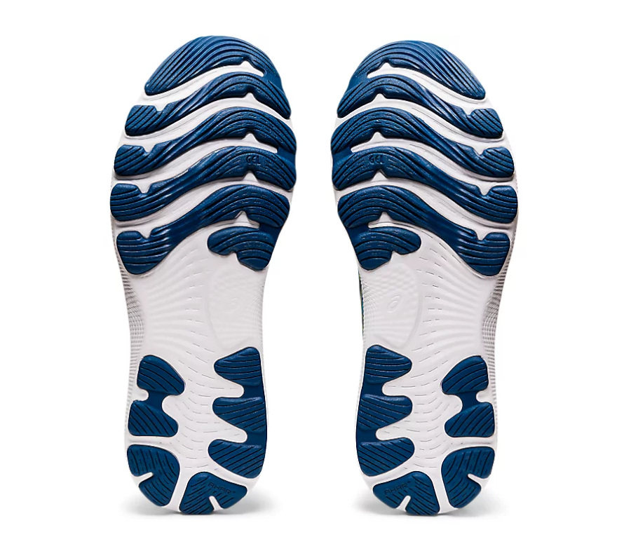 suola scarpa da running ammprtizzata gel nimbus 24 uomo azzurra